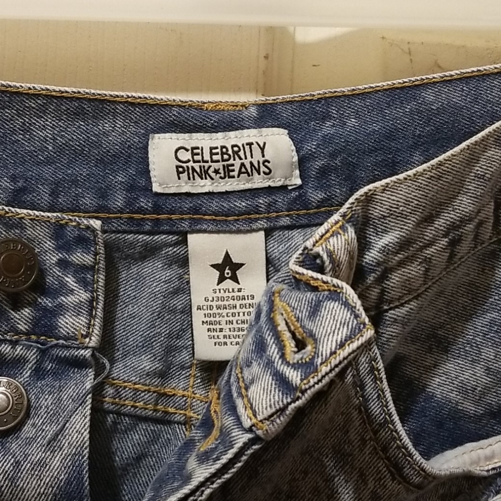 Celebrity Pink Acid Wash Denim Shorts